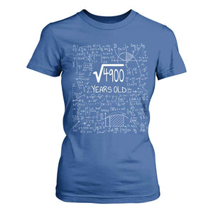 70th Birthday Math T Shirt For Women Square Root of 4900 Funny Math Nerd 70 Year Old Gift