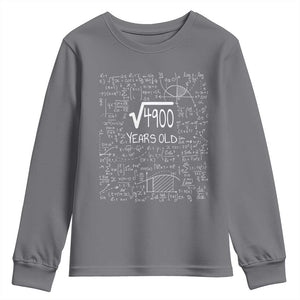 70th Birthday Math Youth Sweatshirt Square Root of 4900 Funny Math Nerd 70 Year Old Gift