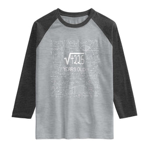 65th Birthday Math Raglan Shirt Square Root of 4225 Funny Math Nerd 65 Year Old Gift