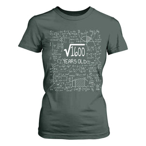 40th Birthday Math T Shirt For Women Square Root of 1600 Funny Math Nerd 40 Year Old Gift