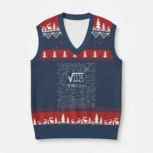 35th Birthday Math V-Neck Knit Sweater Vest Square Root of 1225 Funny Math Nerd 35 Year Old Gift
