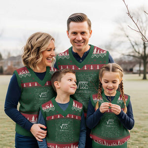 35th Birthday Math V-Neck Knit Sweater Vest Square Root of 1225 Funny Math Nerd 35 Year Old Gift