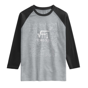 21st Birthday Math Raglan Shirt Square Root of 441 Funny Math Nerd 21 Year Old Gift