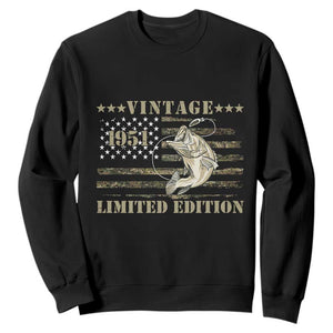 75th Birthday Fishing Vintage 1951 Limited Edition Sweatshirt Bass Fishing Camouflage American Flag Fisherman Gift