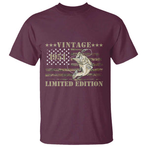 75th Birthday Fishing Vintage 1951 Limited Edition T Shirt Bass Fishing Camouflage American Flag Fisherman Gift