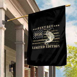 70th Birthday Fishing Vintage 1956 Limited Edition Garden Flag Bass Fishing Camouflage American Flag Fisherman Gift
