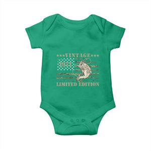 55th Birthday Fishing Vintage 1971 Limited Edition Baby Onesie Bass Fishing Camouflage American Flag Fisherman Gift