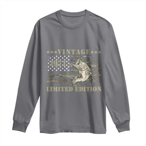55th Birthday Fishing Vintage 1971 Limited Edition Long Sleeve Shirt Bass Fishing Camouflage American Flag Fisherman Gift
