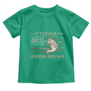 55th Birthday Fishing Vintage 1971 Limited Edition Toddler T Shirt Bass Fishing Camouflage American Flag Fisherman Gift