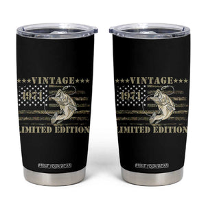55th Birthday Fishing Vintage 1971 Limited Edition Tumbler Cup Bass Fishing Camouflage American Flag Fisherman Gift