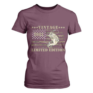45th Birthday Fishing Vintage 1981 Limited Edition T Shirt For Women Bass Fishing Camouflage American Flag Fisherman Gift
