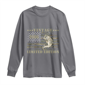 40th Birthday Fishing Vintage 1986 Limited Edition Long Sleeve Shirt Bass Fishing Camouflage American Flag Fisherman Gift