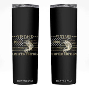 40th Birthday Fishing Vintage 1986 Limited Edition Skinny Tumbler Bass Fishing Camouflage American Flag Fisherman Gift