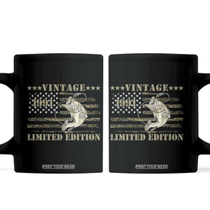 35th Birthday Fishing Vintage 1991 Limited Edition Coffee Mug Bass Fishing Camouflage American Flag Fisherman Gift