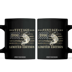 30th Birthday Fishing Vintage 1996 Limited Edition Coffee Mug Bass Fishing Camouflage American Flag Fisherman Gift