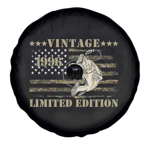 30th Birthday Fishing Vintage 1996 Limited Edition Spare Tire Cover Bass Fishing Camouflage American Flag Fisherman Gift