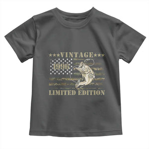 30th Birthday Fishing Vintage 1996 Limited Edition Toddler T Shirt Bass Fishing Camouflage American Flag Fisherman Gift