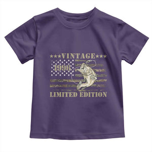 30th Birthday Fishing Vintage 1996 Limited Edition Toddler T Shirt Bass Fishing Camouflage American Flag Fisherman Gift