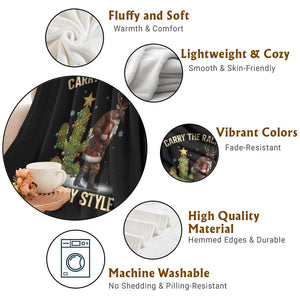 Funny Santa Hunting Throw Blanket Carry The Rack Cowboy Style TS14 Print Your Wear