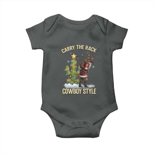 Funny Santa Hunting Baby Onesie Carry The Rack Cowboy Style TS14 Dark Heather Print Your Wear