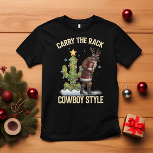 Funny Santa Hunting T Shirt Carry The Rack Cowboy Style TS14 Black Print Your Wear