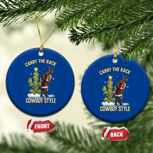 Funny Santa Hunting Ceramic Ornament Carry The Rack Cowboy Style TS14 1pc Blue Print Your Wear
