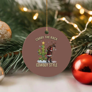 Funny Santa Hunting Ceramic Ornament Carry The Rack Cowboy Style TS14 1pc Mocha Print Your Wear
