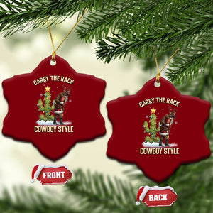 Funny Santa Hunting Ceramic Ornament Carry The Rack Cowboy Style TS14 Print Your Wear