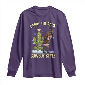 Funny Santa Hunting Long Sleeve Shirt Carry The Rack Cowboy Style TS14 Purple Print Your Wear