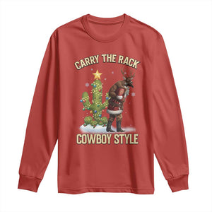 Funny Santa Hunting Long Sleeve Shirt Carry The Rack Cowboy Style TS14 Red Print Your Wear