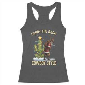 Funny Santa Hunting Racerback Tank Top Carry The Rack Cowboy Style TS14 Dark Heather Print Your Wear