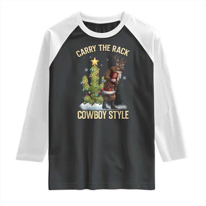 Funny Santa Hunting Raglan Shirt Carry The Rack Cowboy Style TS14 Black White Print Your Wear