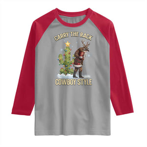 Funny Santa Hunting Raglan Shirt Carry The Rack Cowboy Style TS14 Sport Gray Red Print Your Wear