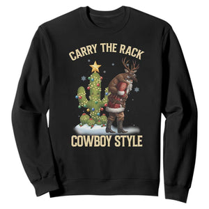 Funny Santa Hunting Sweatshirt Carry The Rack Cowboy Style TS14 Black Print Your Wear