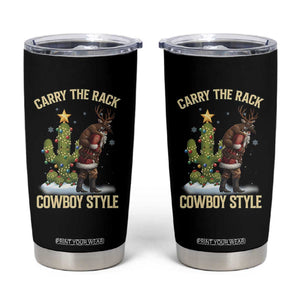 Funny Santa Hunting Tumbler Cup Carry The Rack Cowboy Style TS14 Black Print Your Wear