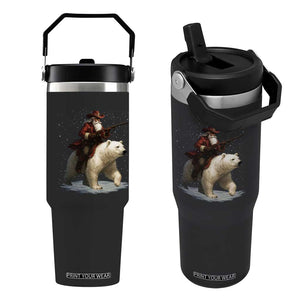 Funny Santa Gun Christmas Flip Straw Tumbler TS14 One Size: 30 oz Black Print Your Wear