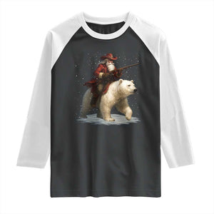 Funny Santa Gun Christmas Raglan Shirt TS14 Black White Print Your Wear