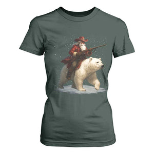 Funny Santa Gun Christmas T Shirt For Women TS14 Dark Forest Green Print Your Wear