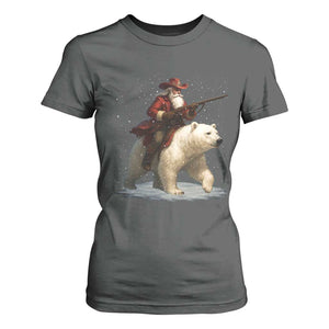 Funny Santa Gun Christmas T Shirt For Women TS14 Dark Heather Print Your Wear