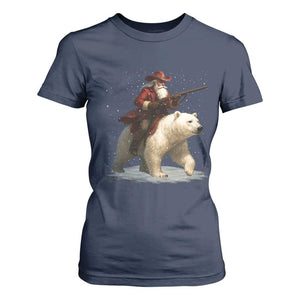 Funny Santa Gun Christmas T Shirt For Women TS14 Navy Print Your Wear
