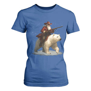 Funny Santa Gun Christmas T Shirt For Women TS14 Royal Blue Print Your Wear