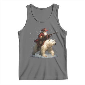 Funny Santa Gun Christmas Tank Top TS14 Black Heather Print Your Wear