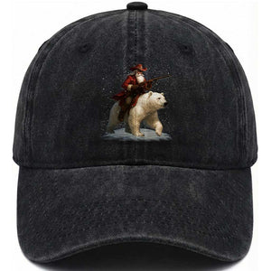 Funny Santa Gun Christmas Washed Cotton Baseball Cap TS14 Washed Cap Universal Fit Black Print Your Wear