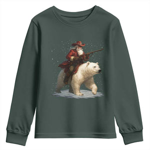 Funny Santa Gun Christmas Youth Sweatshirt TS14 Dark Forest Green Print Your Wear