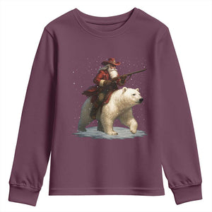 Funny Santa Gun Christmas Youth Sweatshirt TS14 Maroon Print Your Wear
