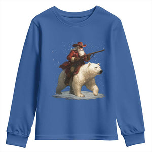 Funny Santa Gun Christmas Youth Sweatshirt TS14 Royal Blue Print Your Wear
