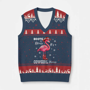 Cowboy Flamingo V-Neck Knit Sweater Vest Boots And Bling It Is A Cowgirl Thing TS14 Navy Red Print Your Wear