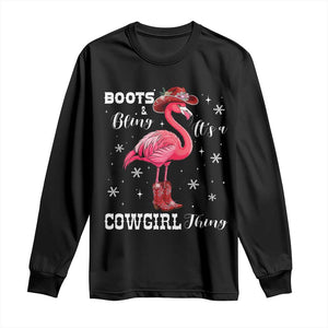 Cowboy Flamingo Long Sleeve Shirt Boots And Bling It Is A Cowgirl Thing TS14 Black Print Your Wear