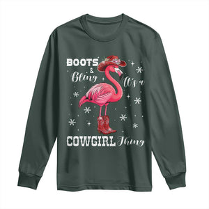 Cowboy Flamingo Long Sleeve Shirt Boots And Bling It Is A Cowgirl Thing TS14 Dark Forest Green Print Your Wear