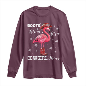 Cowboy Flamingo Long Sleeve Shirt Boots And Bling It Is A Cowgirl Thing TS14 Maroon Print Your Wear